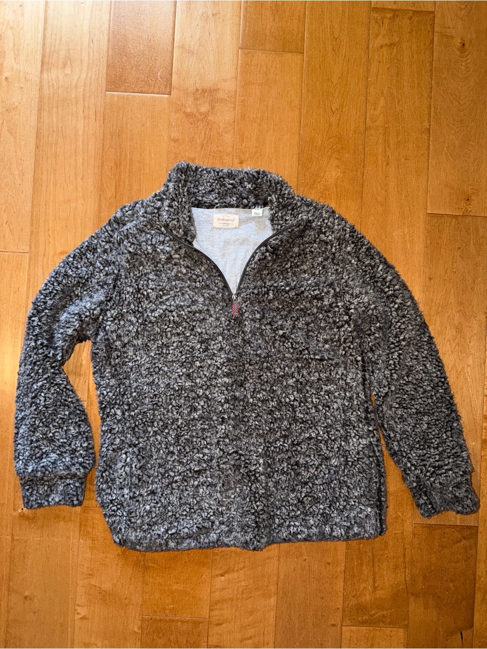 Weatherproof Vintage Sherpa Pullover Quarter Zip Sweater Charcoal Gray